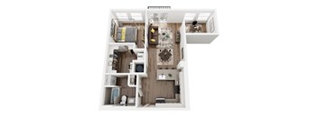 a 3d floor plan of a bedroom with an office
