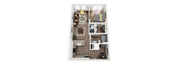 a floor plan of a 1 bedroom unit with a bathroom