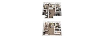 a stylized floor plan of a 2100 sq ft apartment