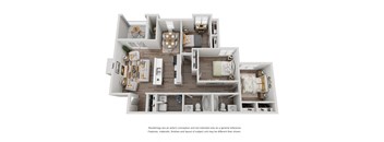 bedroom floor plan an opens up concept in this design at The Madison at Adams Farm, North Carolina, 27407