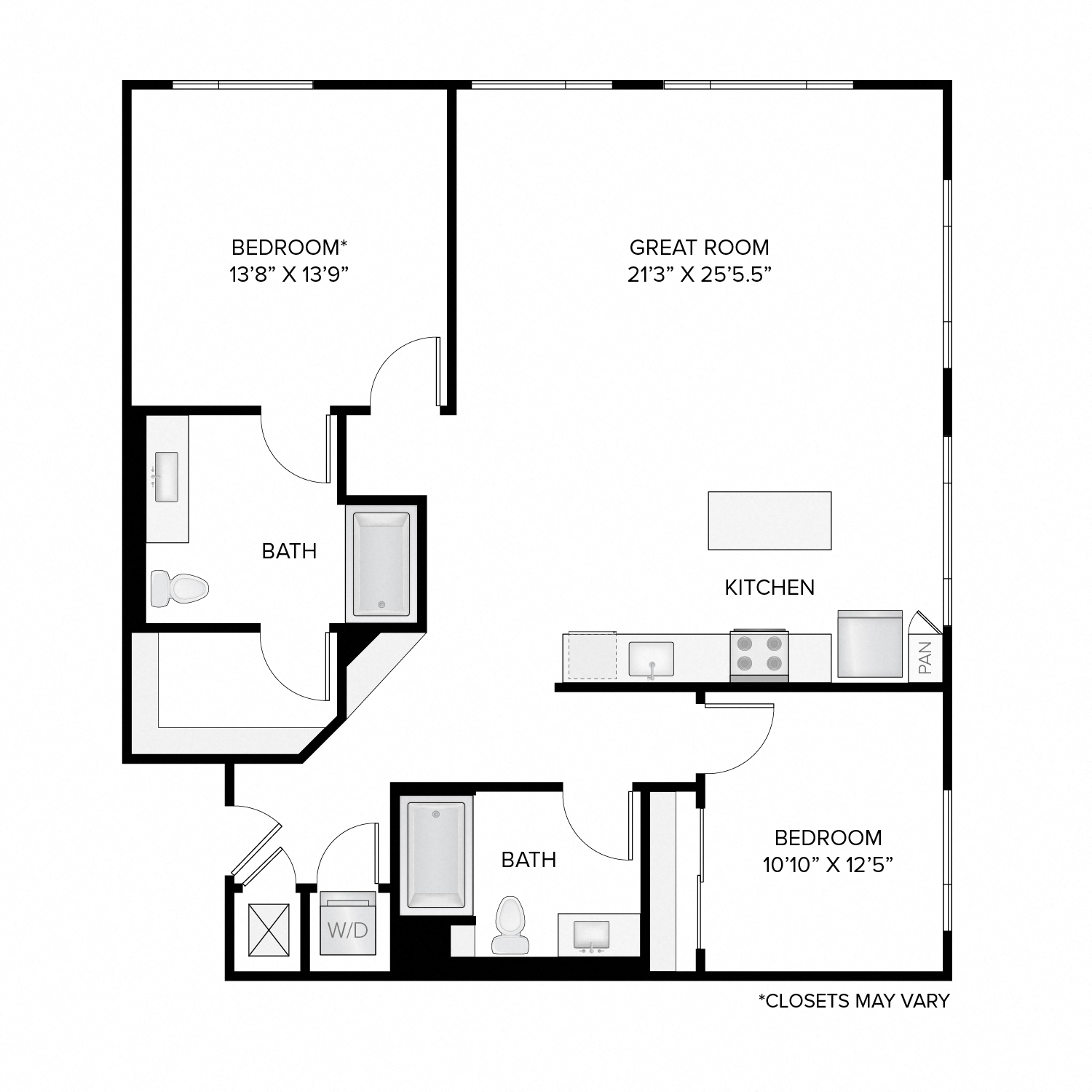 The Washington Deluxe 2 Bed/2 Bath