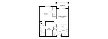 A black and white image of a floor plan for a home.