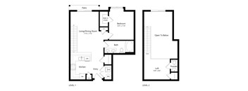 A black and white image of a two level house plan.