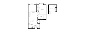 A black and white image of a floor plan for a two level home.