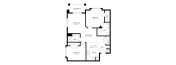 A black and white image of a house floor plan.