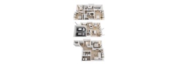 Three different floor plans of a house are shown.