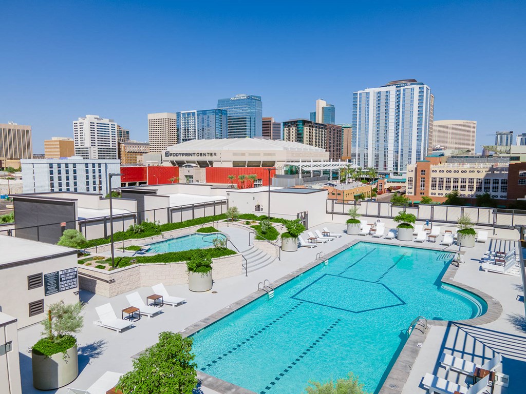a view of the pool at the ace hotel downtown