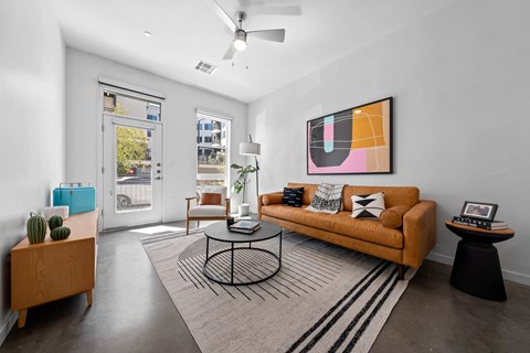 a living room with a couch