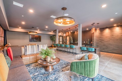 a view of the lobby at the bradley braddock road station apartments