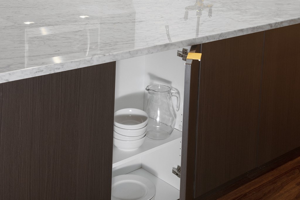 hidden storage under kitchen island at The Fitz, Portland