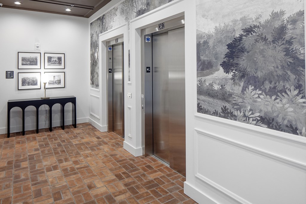Main floor elevator lobby at The Fitz, Portland, Oregon