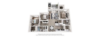 3 Bed 2 Bath Floor Plan at The Solena Apartments, Las Vegas, NV, 89032