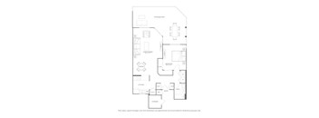 A floor plan of a house with a kitchen, living room, and dining room.