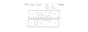 A floor plan of a townhome with a detailed description of its features.