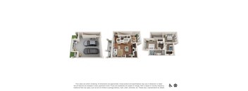 a bedroom with a bed and a chair a living room and a dining room with a table