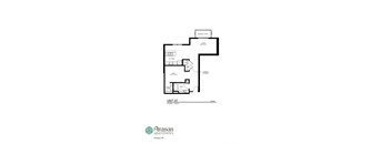 a floor plan for a unit with a staircase
