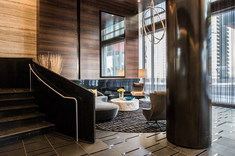 a look at the lobby at the kimpton muse hotel in chicago