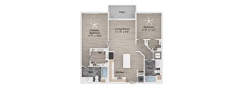 a floor plan of a living room and a bedroom