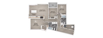 the floor plan 2 bedroom with 2 baths 1190 sq