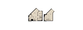 A diagram of a two-story house with labeled rooms.