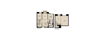 A floor plan of a two-story house with labeled rooms.