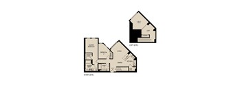 A black and white diagram of a house showing the layout of the rooms.