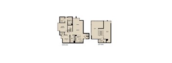 A floor plan of a two-story house with labeled rooms.