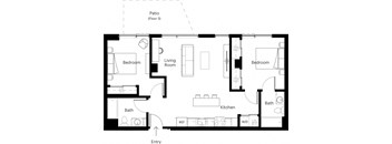 a floor plan of a room with a bedroom and a living room