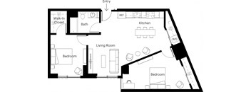 a floor plan of a room with a bedroom and a living room