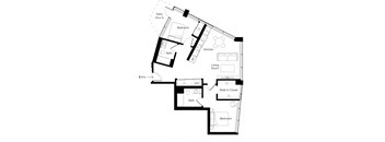 a floor plan of a house with a bedroom and a living room