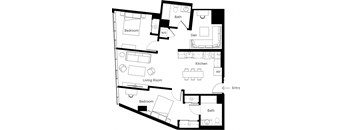 a floor plan of a house with bedrooms and a living room