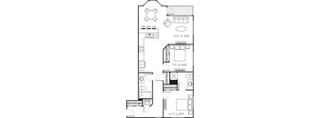 A floor plan of a house with a pantry, a laundry room, and a garage.