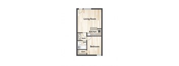 Urban 188 1 Bedroom Floor Plan at Crosstown Phoenix, Phoenix, 85015