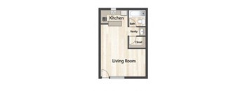 Urban 188 Studio Floor Plan at Crosstown Phoenix, Arizona, 85015