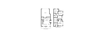 A floor plan of a two story house with a garage and a kitchen.