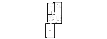 A floor plan of a house with a garage.