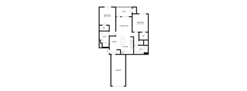 A black and white image of a house floor plan with a garage.