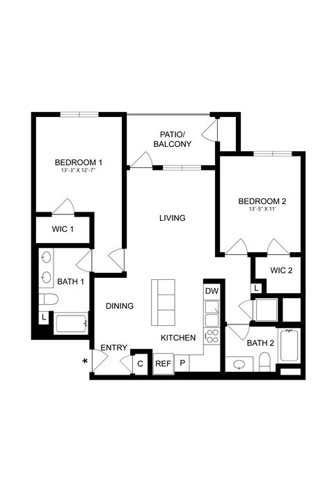 A black and white image of a house floor plan.
