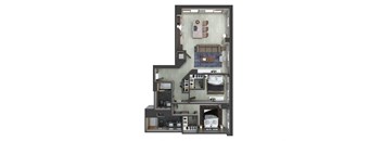 a floor plan of a house with a bedroom and a living room