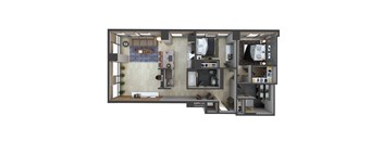 a 3d floor plan of a bedroom apartment