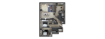 the bedroom floor plan of a 3d furnished apartment