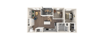 Premier One Bedroom, One Bathroom Small with a Den, End Unit
