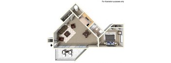 3d floorplan at Village Square, La Jolla