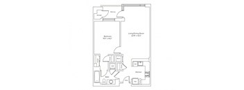 a floor plan of a 1 bedroom apartment at the biltmore apartments in dallas,