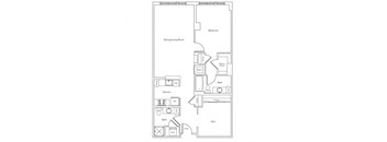 a floor plan of a 1 bedroom apartment
