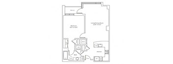 a floor plan of a 1 bedroom apartment at the biltmore apartments in dallas,
