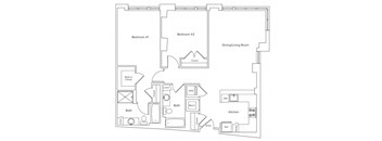 a floor plan of a bedroom apartment