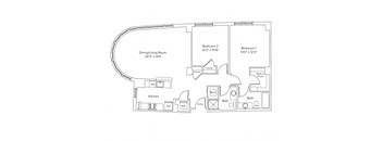 a floor plan of a bedroom apartment