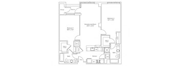 a floor plan of a bedroom apartment
