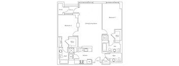 a floor plan of a bedroom apartment